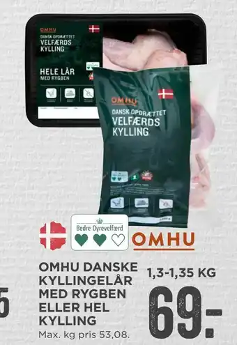 MENY Omhu danske kyllingelår med rygben eller hel kylling tilbud