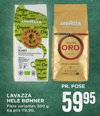 MENY Lavazza hele bønner tilbud