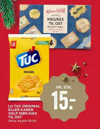MENY Lu tuc original eller karen volf møn kiks til ost tilbud