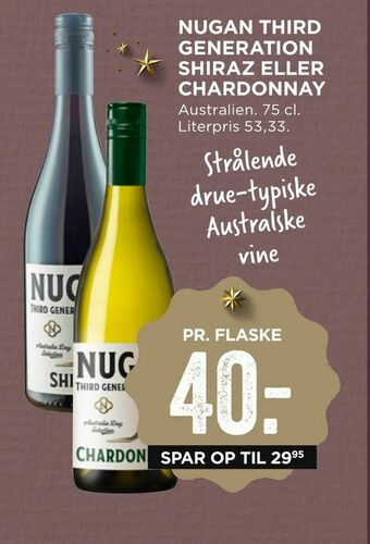 MENY Nugan third generation shiraz eller chardonnay tilbud