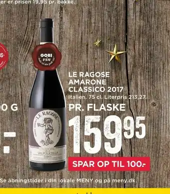 MENY Le ragose amarone classico 2017 tilbud
