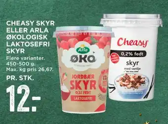 MENY Cheasy skyr eller arla økologisk laktosefri skyr tilbud