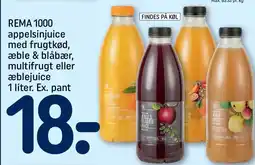 REMA 1000 REMA 1000 appelsinjuice med frugtkød, æble & blåbær, multifrugt eller æblejuice tilbud