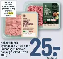 REMA 1000 Hakket dansk kyllingekød 7-10% eller Frilandsgris hakket dansk grisekød 8-12% tilbud