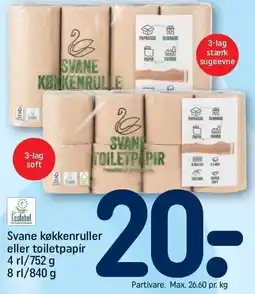 REMA 1000 Svane køkkenruller eller toiletpapir tilbud