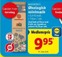 Lidl MADVÆRKET Økologisk minimælk tilbud