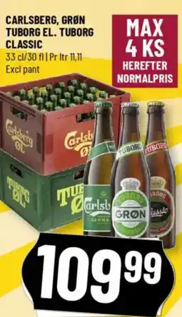 Løvbjerg CARLSBERG, GRØN TUBORG EL. TUBORG CLASSIC tilbud