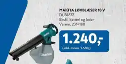 Davidsen MAKITA LØVBLÆSER 18 V DUB187Z tilbud