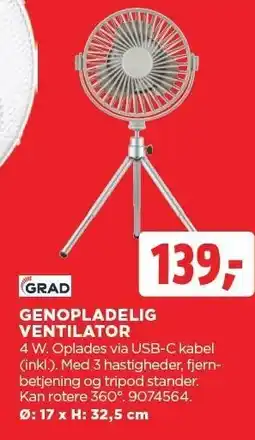 jem & fix GRAD GENOPLADELIG VENTILATOR tilbud
