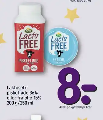 REMA 1000 Laktosefri piskefløde 36% eller fraiche 15% 200 g/250 ml tilbud
