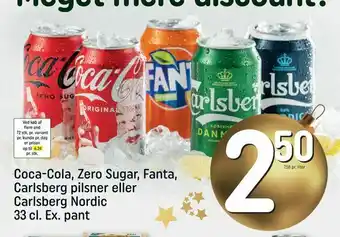 REMA 1000 Coca-Cola, Zero Sugar, Fanta, Carlsberg pilsner eller Carlsberg Nordic tilbud