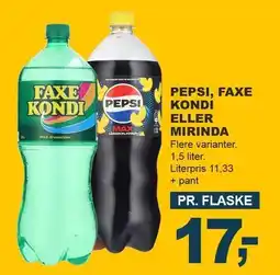 Let-Køb PEPSI, FAXE KONDI ELLER MIRINDA tilbud