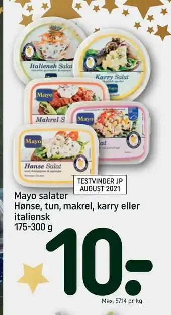 REMA 1000 Mayo salater Hønse, tun, makrel, karry eller italiensk tilbud