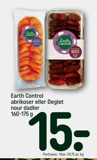 REMA 1000 Earth Control abrikoser eller Deglet nour dadler tilbud