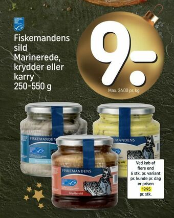REMA 1000 Fiskemandens sild Marinerede, krydder eller karry tilbud
