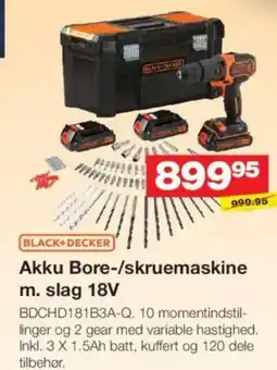 Bauhaus BLACK+DECKER Akku Bore-/skruemaskine m. slag 18V tilbud