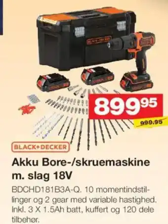 Bauhaus BLACK+DECKER Akku Bore-/skruemaskine m. slag 18V tilbud