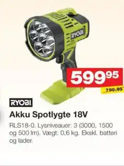 Bauhaus RYOBI Akku Spotlygte 18V tilbud