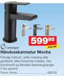 Bauhaus Camargue Håndvaskarmatur Mocha tilbud