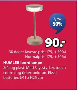 JYSK HUMLEBI bordlampe tilbud