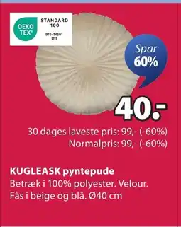 JYSK KUGLEASK pyntepude tilbud