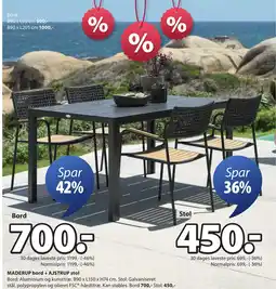 JYSK MADERUP bord + AJSTRUP stol tilbud