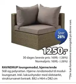 JYSK RAVNDRUP loungemodul, hjørne/ende tilbud