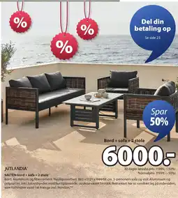 JYSK JUTLANDIA SALTEN bord + sofa + 2 stole tilbud