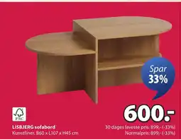 JYSK LISBJERG sofabord tilbud