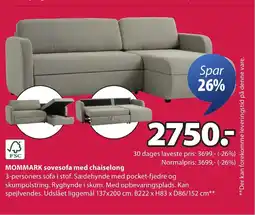 JYSK MOMMARK sovesofa med chaiselong tilbud