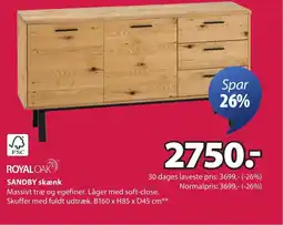 JYSK ROYAL OAK SANDBY skænk tilbud