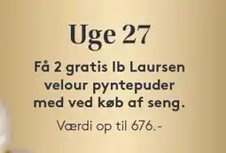 SengeSpecialisten UGE 27 FÅ 2 GRATIS IS LAURSEN VELOUR PYNTEPUDER MED VED KØB AF SENG tilbud