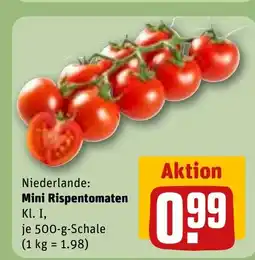 REWE DE Niederlande: Mini Rispentomaten tilbud