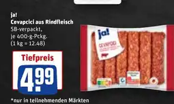 REWE DE Ja! cevapcici aus rindfleisch sb-verpackt, tilbud