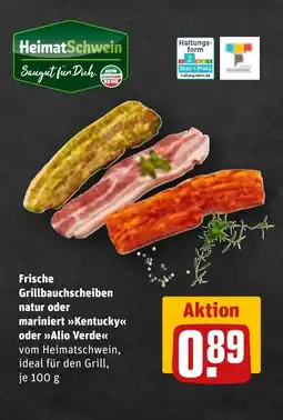 REWE DE Frische Grillbauchscheiben natur oder mariniert >>Kentucky<< tilbud