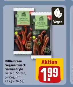 REWE DE Billie Green Veganer Snack Salami-Style versch. Sorten, tilbud