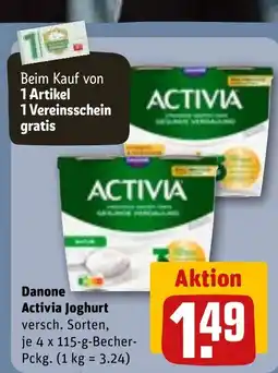 REWE DE Danone Activia Joghurt versch. Sorten, tilbud