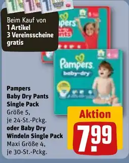 REWE DE Pampers Größe 5, je 24-St.-Pckg. oder Baby Dry Windeln Single Pack Maxi Größe 4, tilbud