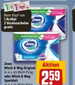 REWE DE Zewa Wisch & Weg Original je 4 x 45-Blatt-Pckg. oder Wisch & Weg Sparblatt tilbud