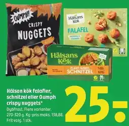 Coop 365 Hälsan kök falafler, schnitzel eller Oumph crispy nuggets tilbud