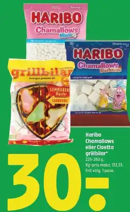 Coop 365 Haribo Chamallows eller Cloetta grillbilar tilbud