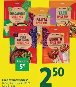 Coop 365 Coop tex mex spices tilbud