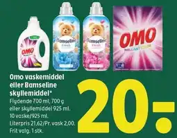 Coop 365 Omo vaskemiddel eller Bamseline skyllemiddel tilbud