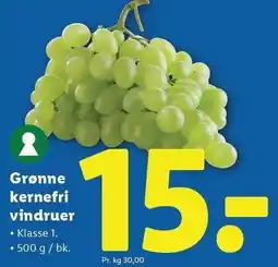 Lidl Grønne kernefrie druer 500 g tilbud
