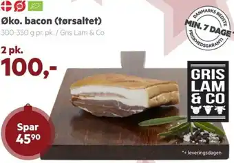 Øko. Bacon (Tørsaltet) 300-350g