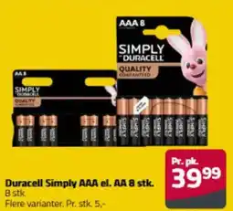 Fleggaard Duracell Simply AAA el. AA 8 stk. 8 stk. tilbud