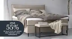 SENG SPAR 55% PÅ ALLE VIVA LUX SENGE MED TRENSET LATEX TOPMADRAS tilbud