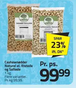 Fleggaard Cashewnødder Naturel el. Ristede og Saltede tilbud