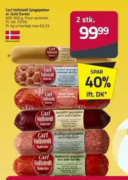 Fleggaard Carl Vollstedt Spegepølser el. Guld Sardel tilbud