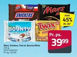 Fleggaard Mars, Snickers, Twix el. Bounty Minis tilbud